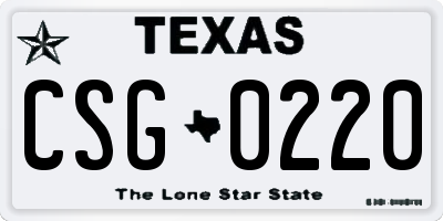TX license plate CSG0220