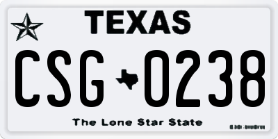 TX license plate CSG0238