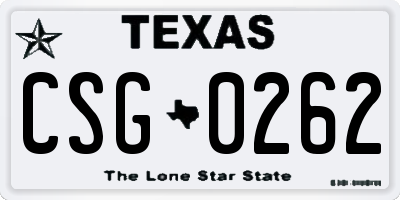 TX license plate CSG0262