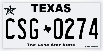 TX license plate CSG0274