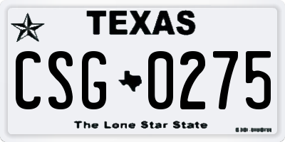 TX license plate CSG0275