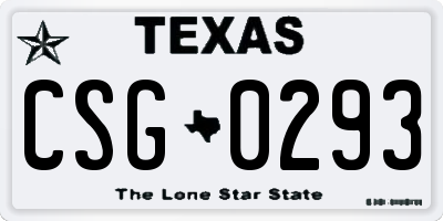 TX license plate CSG0293