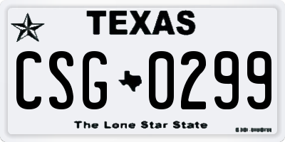 TX license plate CSG0299