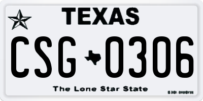 TX license plate CSG0306
