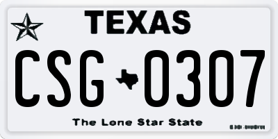 TX license plate CSG0307