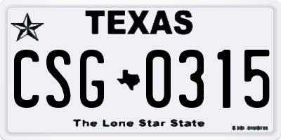 TX license plate CSG0315