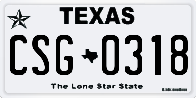 TX license plate CSG0318