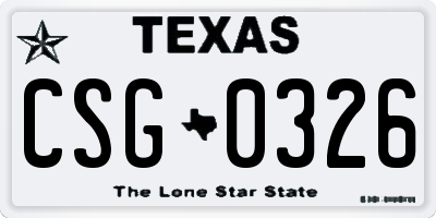 TX license plate CSG0326