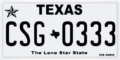 TX license plate CSG0333