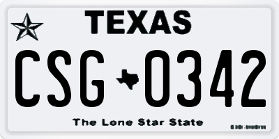 TX license plate CSG0342