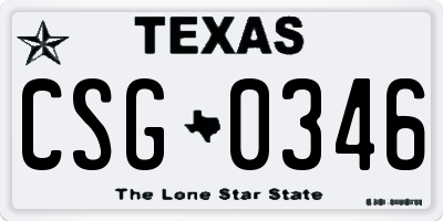 TX license plate CSG0346