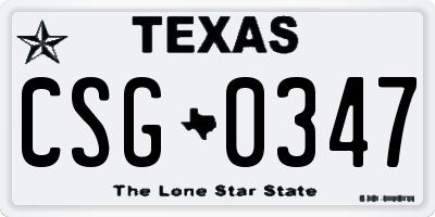 TX license plate CSG0347