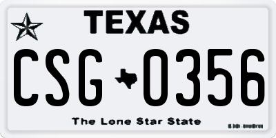 TX license plate CSG0356
