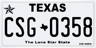 TX license plate CSG0358
