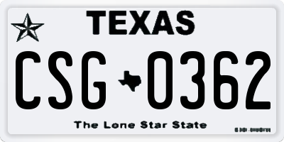 TX license plate CSG0362