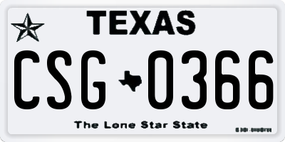 TX license plate CSG0366