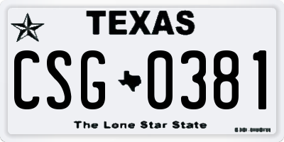 TX license plate CSG0381