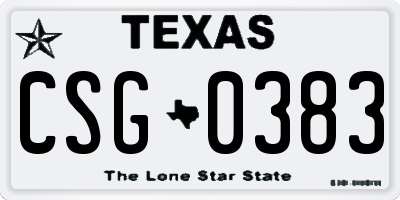 TX license plate CSG0383