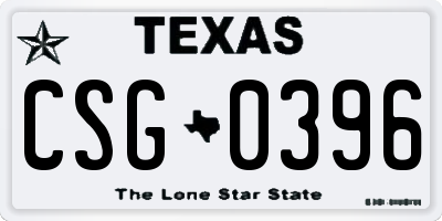 TX license plate CSG0396