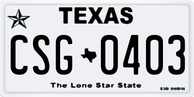 TX license plate CSG0403