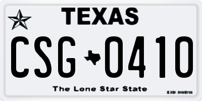 TX license plate CSG0410