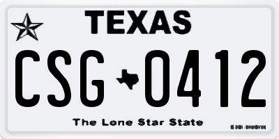 TX license plate CSG0412