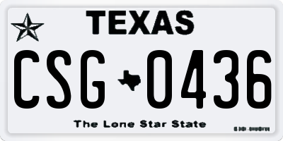 TX license plate CSG0436