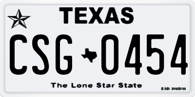 TX license plate CSG0454