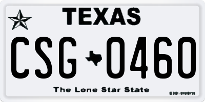 TX license plate CSG0460
