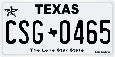 TX license plate CSG0465
