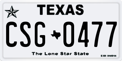 TX license plate CSG0477