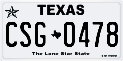 TX license plate CSG0478