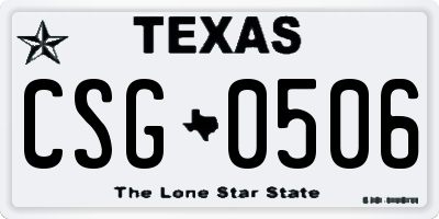 TX license plate CSG0506