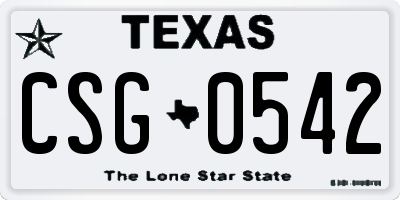 TX license plate CSG0542