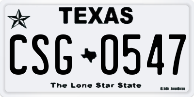 TX license plate CSG0547