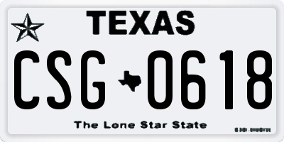 TX license plate CSG0618