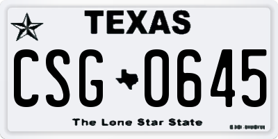 TX license plate CSG0645