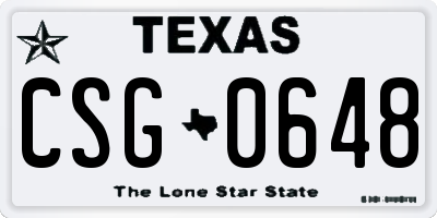 TX license plate CSG0648