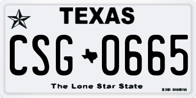 TX license plate CSG0665