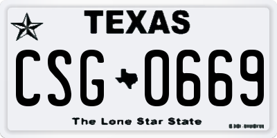 TX license plate CSG0669
