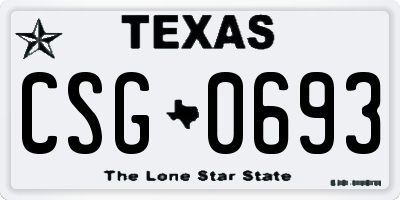 TX license plate CSG0693