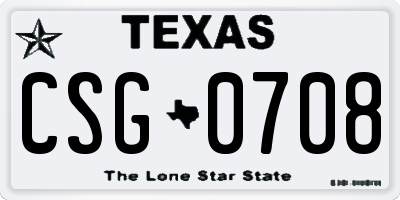 TX license plate CSG0708