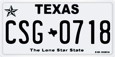 TX license plate CSG0718
