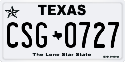 TX license plate CSG0727