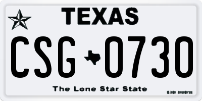 TX license plate CSG0730
