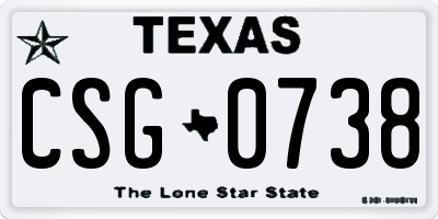 TX license plate CSG0738