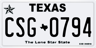TX license plate CSG0794