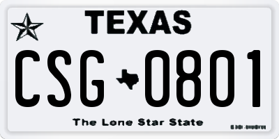 TX license plate CSG0801