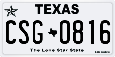 TX license plate CSG0816