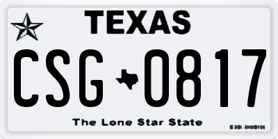 TX license plate CSG0817